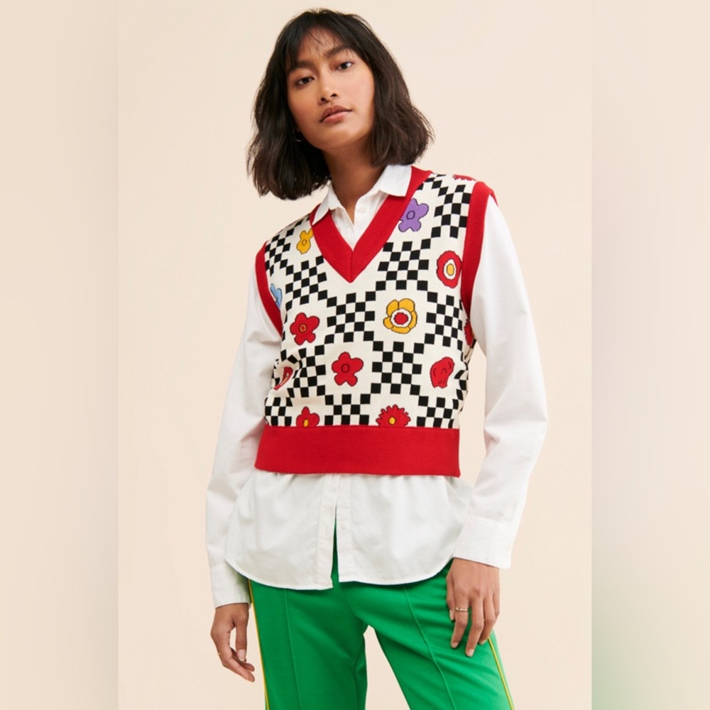 4015. KINA AND TAM Fun sweater vest in Multi Sz XXL NWOT $90
